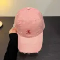 Gorra de béisbol rosa desgastada para mujer con bonito bordado, sombrero de sol vintage informal. - Rosa Anaranjado