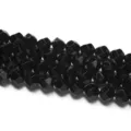 Perles en pierres précieuses facettées noires semi-finies fil de perles DIY 8mm - 6x6mm / Trou 1.2mm / Agate noire