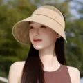 Kaki lege zonneklep hoed met brede rand ademend mesh buiten anti-uv hoed voor vrouwen - Eén maat / Effen Khaki