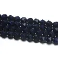 Perles de gemmes facettées en lapis-lazuli naturel bleu foncé variante pour fabrication de bijoux - 6x6mm / Trou 1.2mm / Imitation Lapis Lazuli