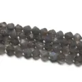 Perles en vrac de pierre naturelle facettee grise pour fabrication de bijoux DIY - 6x6mm / Trou 1.2mm / Agate Grise