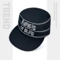 Κορεάτικο κεντητό επίπεδο καπέλο streetwear μαύρο καπέλο μόδας για γυναίκες στυλ casual - M (54-60cm) Ρυθμιζόμενο / Μαύρο