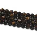 Perles en vrac taillées en diamant à facettes multiples en œil de tigre naturel pour accessoires bijoux. - Oeil de Tigre Triple Couleur