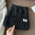 Zwarte gebreide muts met kattenoren voor vrouwen, warme warme wollen pullover muts. - Eén maat / Zwart