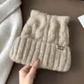 Modieuze schattige kattenoor gebreide muts voor vrouwen herfst winter warme wollen muts - Eén maat / Kaki
