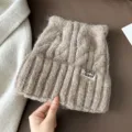 Knit cat ear beanie for women autumn winter cute warm thick pullover cap fashion knitted hat - One Size / Coffee