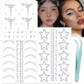 660pcs Face Gems Rhinestones Self-Adhesive Face Stickers Eye Crystals Makeup DIY Body Art - Letter F