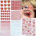 Pegatinas de diamantes de imitacion para la cara corazones rojos labios cristales - Letra A