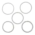 Set di bracciali con perline d'argento, gioielli elastici con sfere di metallo per uso quotidiano. - Confezione da 5 / Argento