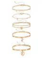 Set di cavigliere dorate da donna lettera K ciondolo cuore catena da piede spiaggia moda - Stile Lettera K