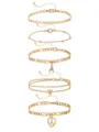 Set di cavigliere dorate eleganti con lettere iniziali e ciondoli a cuore per donna. - Stile Lettera A