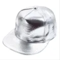 Silver metallic snake pattern PU leather flat brim hip hop hat for streetwear street dance. - M (56-58cm) / Silver