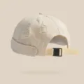 Berretto docker senza tinta unita e invecchiato per uomo e donna, cappello vintage retrò. - Regolabile / Bianco avorio