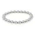 Silver round bead stretch bracelet for women daily wear simple metallic jewelry accessory - Silver