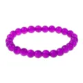 Purple beaded elastic stretch bracelet for women, stylish daily wear handmade jewelry item. - Purple