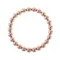 Bracciale elastico con perline rotonde metalliche in oro rosa per uso quotidiano versatile. - Oro rosa