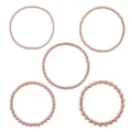 Bracciali elasticizzati con perle in metallo oro rosa set varie misure gioielli minimal - Confezione da 5 / Oro rosa