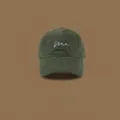 Green baseball cap for women and men, classic cotton casual hat with white letter embroidery. - Army Green