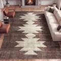Detailed view of large brown geometric area rug in modern living room setup for home decor. - 40*60cm / S615 Minimalist Geometric-1
