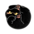Close up detail of cute cartoon black cat shaped imitation cashmere plush bedroom rug - 60*60cm / Black Cat