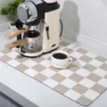 Minimalist checkered diatomaceous earth draining mat, non-slip coffee machine counter mat - 30x40cm / Beige Plaid Drying Mat