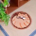 Cute cartoon cat plush floor mat, soft cashmere area rug for cozy living room and bedroom home decor. - Pink Cat