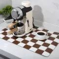 Checkered diatomaceous earth drainage mat anti-slip kitchen coffee machine absorbent dry mat - 30x40cm / Caramel Plaid Drying Mat