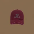 Vintage gewassen baseballcap voor dames en heren, katoenen hoed met geborduurde tekst. - Verstelbaar / Bordeauxrood