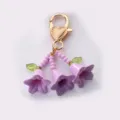 Sweet purple bell flower keychain bag charm with heart clasp and colorful bead design - Purple Bellflower Heart Clasp
