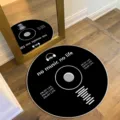 Minimalist round vinyl record rug, black aesthetic floor mat for living room bedroom. - 60*60cm / Black Disk