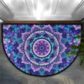 Half-circle purple mandala doormat non-slip entrance floor mat for indoor hallway home - 40*60cm / Mandala Half Circle 1