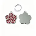Sparkling rhinestone plum blossom pet dog tag zinc alloy cat collar pendant custom jewelry item - Red Plum Blossom