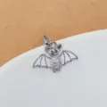 Halloween argenté chauve souris pendentif collier strass émail bijoux accessoires DIY - Ailes Blanches Chauve-souris Argentée (6)