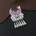 Chinese style Miao silver DIY butterfly tassel fridge magnet detail charm accessory - P65