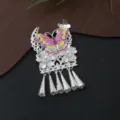 New Chinese style Miao silver DIY colorful butterfly pearl long tassel fridge magnet decor - P67