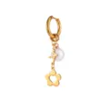 Gold-tone hoop drop earring featuring a pearl and floral heart charm variant for women. - Heart Flower Style (E2198-4) / Gold