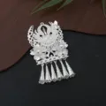 Detailed shot of traditional Chinese style Miao silver filigree DIY tassel pendant jewelry. - P73