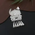 Exquisite Chinese style silver hair pin butterfly pearl tassel pendant detail view accessory - P74