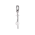 Stainless steel cross pearl dangle earring for women edgy minimalist punk fashion jewelry - Cross Style(E4301)