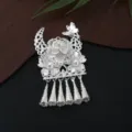 Miao silver ethnic style DIY accessory detail showcasing intricate filigree metalwork and pearls. - P81