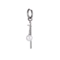 Stainless steel hoop dangling earring with a pearl and vertical bar charm fashion jewelry design. - Heart Wave Style(E2878-12)