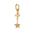 Gold cross starfish dangle hoop earring with pearl chic retro punk style fashion jewelry women - Cross Style (E5820) / Gold