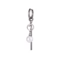 Stainless steel pearl dangle earrings with geometric circle charm for women fashion daily wear. - Moon Character Style(E7939)