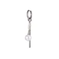 Stainless steel drop earring with pearl charm, elegant geometric design variant for women. - Leaf Style(E8769)