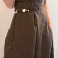 Vista dettagliata della catena da vita intrecciata boho con perline e nappe abiti retrò. - Stile Etnico Bohemien (X588)