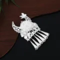 Chinese style Miao silver filigree long tassel pearl pendant accessory variant design item - F470