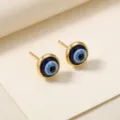 Gold Plated Evil Eye Stud Earrings Trendy Fashion Blue Eye Design Jewelry Gift For Women - Fashion Stud Style (E7373) / Gold/Blue