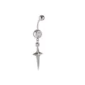 Ατσάλινο piercing αφρούκας σώματος με λαμπερά στρας και κομψό κρεμαστό σταυρό στιλέτο. - Στυλ Μενταγιόν με Κλασικό Εγχειρίδιο (E9453)