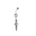Ανοξείδωτο piercing αφαλού με λαμπερό κρύσταλλο και vintage κρεμαστό σχέδιο στιλέτο. - Στυλ Μενταγιόν Vintage Σπαθί (E9460)