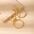 Gold-plated geometric interlocking circle knot stud earrings for women vintage style. - E1531-10